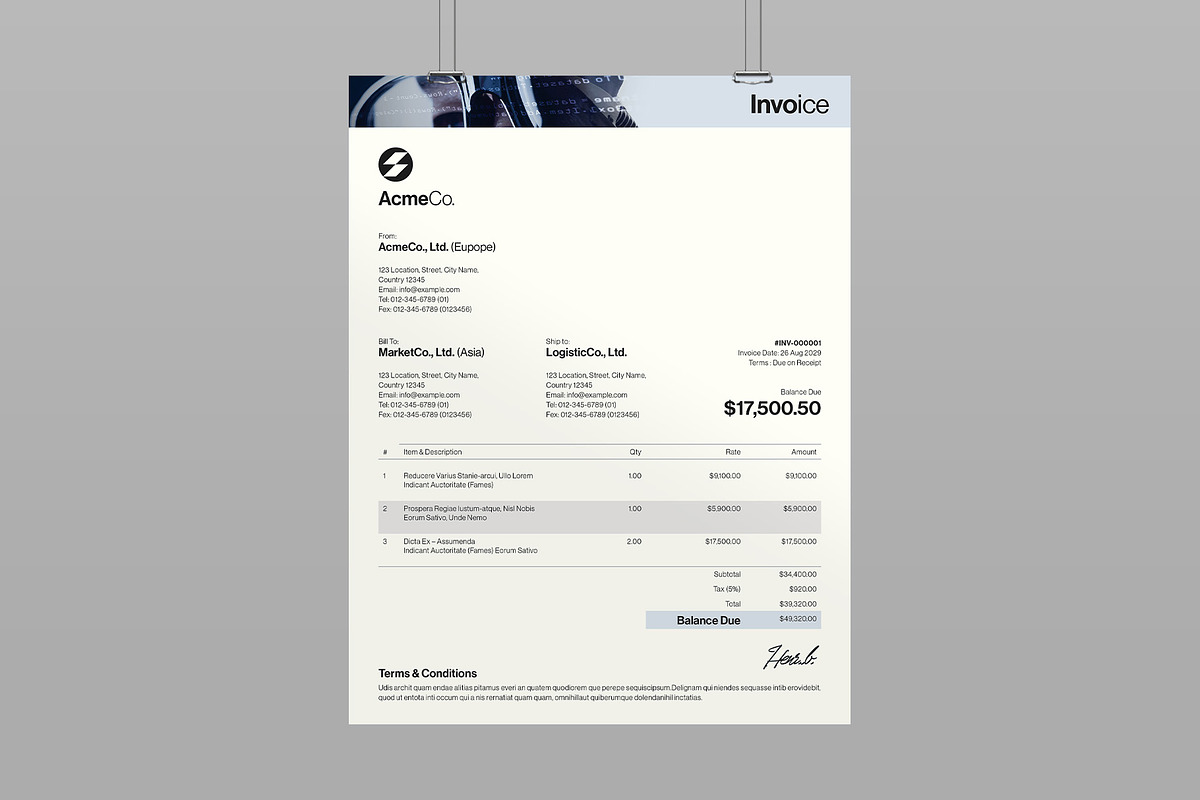 Invoice Template, a Stationery Template by BrandPacks (Photo 3 of 4)