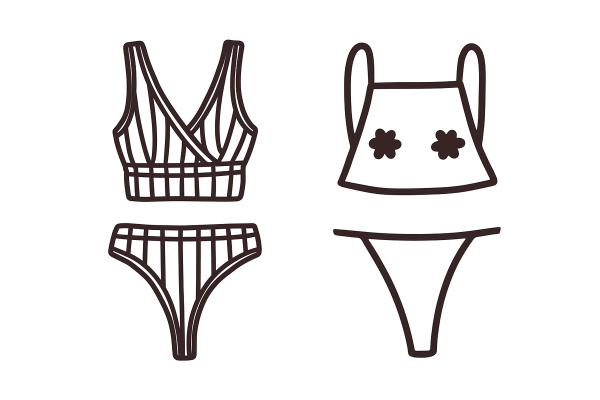 Outline women lingerie underwear set, an Object Illustration by Good Studio (Photo 9 of 9)