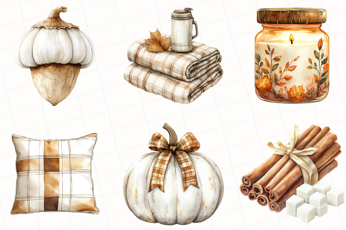 Cozy Caramel & White Fall Clipart, an Illustration by OK Design (Photo 5 of 5)