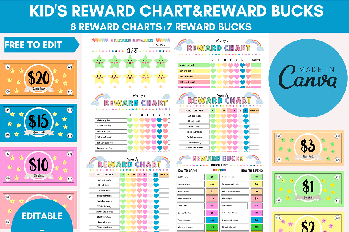 editable-kids-reward-bucks-and-chart-creative-market