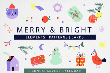 Chrismas vector: elements, patterns