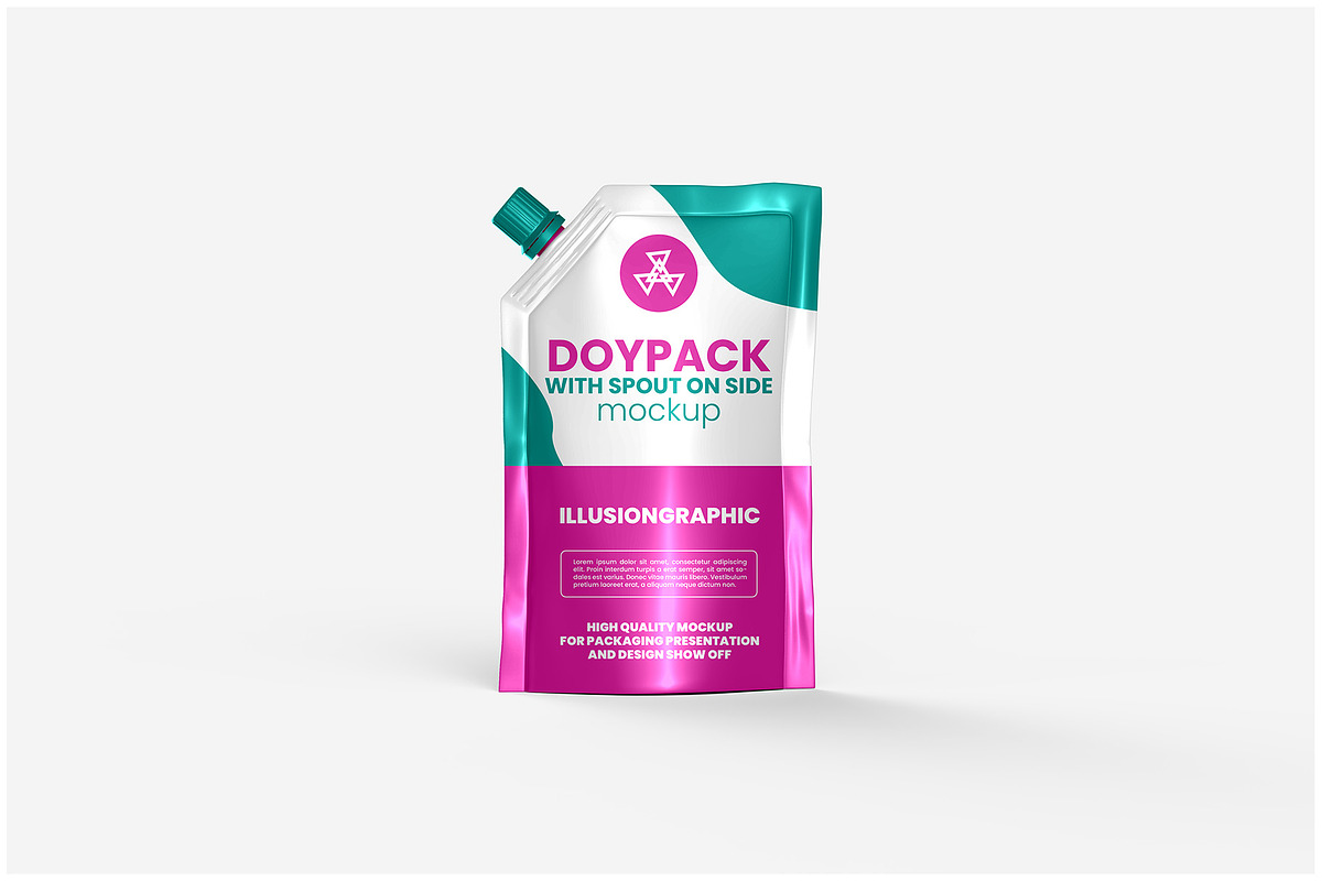 Doypack with Spout on Side Mockup, a Packaging Mockup by Illusiongraphic (Photo 2 of 25)