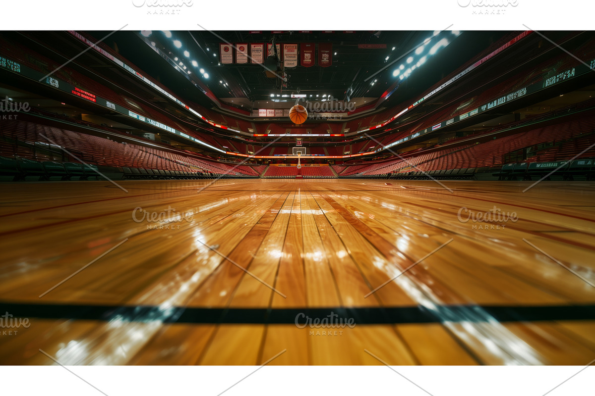 Low angle view of a basketball court, an Object Illustration by Sergey Kotenev