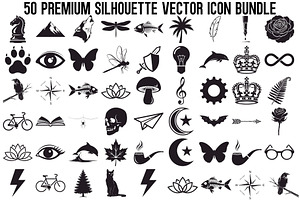 50 Premium Silhouette Vector Icon Bu, an Illustration by Designer_Momina