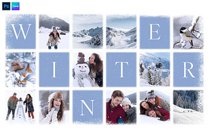 Winter Family Photo Collage Template, a Social Media Template by DesignerCandies
