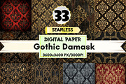 Gothic Damask Digital Paper, a Pattern Graphic by LA Design (Thumbnail 1 of 10)