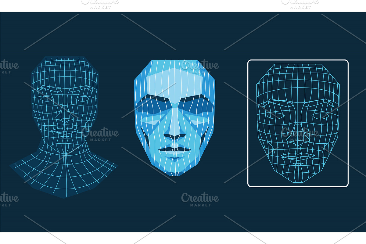face scanning technology, a Person Illustration by studiogstock