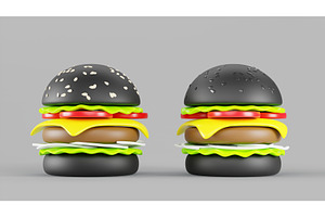 Black Burger With White And Black