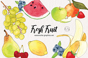Watercolor Fruit Graphics, an Illustration by Kileen Nicole Art (Thumbnail 1 of 5)