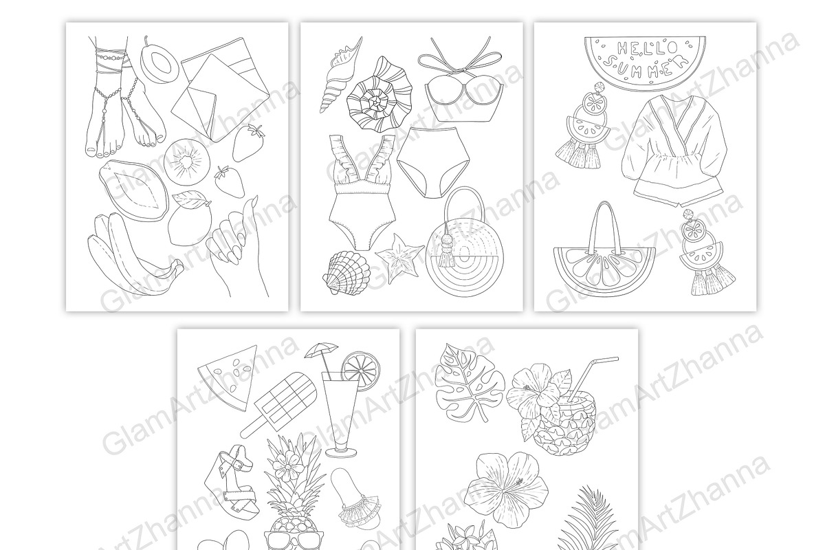Coloring Book Summer 1, a Person Illustration by GlamArtZhanna (Photo 3 of 8)