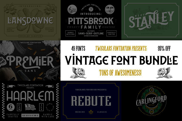 Vintage Font Bundle 49 Fonts In 1 preview 2