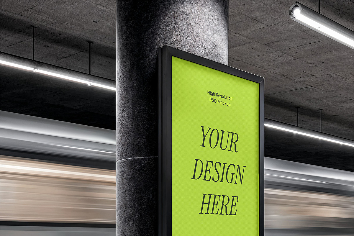 Vertical Billboard Mockup on Subway, a Mockup by rodrigofkaminski (Photo 2 of 4)