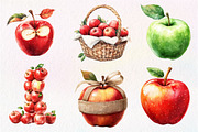 Falling Apples Watercolor Clipart, an Illustration by Dream Creation (Thumbnail 4 of 6)
