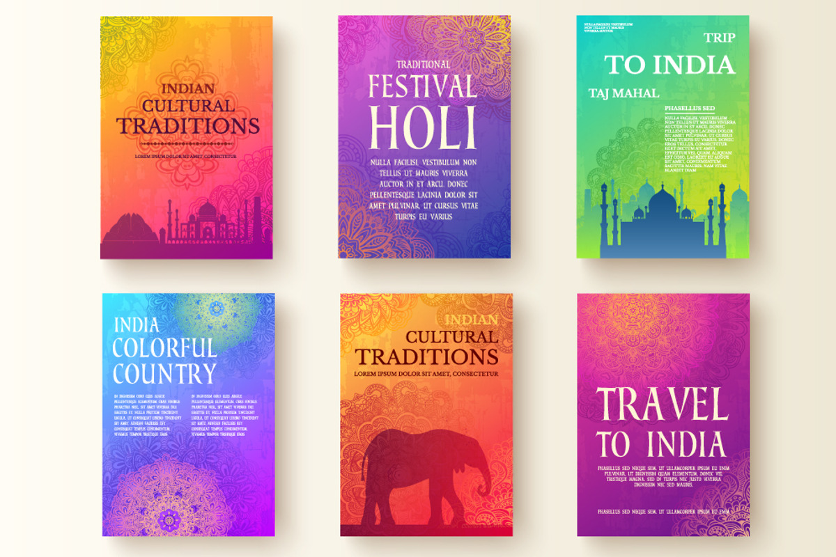Indian bright cards set - vector, a Brochure Template by LineTale (Photo 2 of 2)