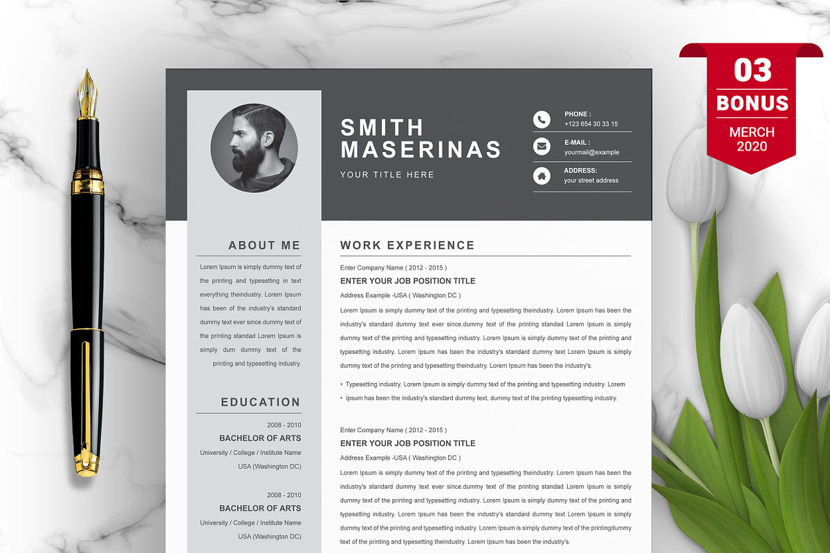 Resume/CV Bundle | 200+ for $29, a Resume Template by ResumeInventor (Photo 104 of 207)