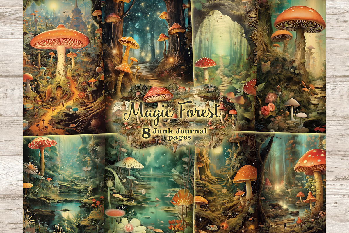 Magic Forest Junk Journal Page, a Seasonal Illustration by GlamArtZhanna (Photo 1 of 9)