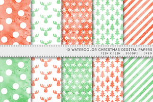 Watercolour Christmas Digital Paper