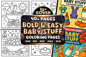 Easy Baby Shower Coloring Pages, a Seasonal Illustration by Craftsbeefy