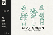 Indoor houseplants line art design, a Graphic by shaondesigns (Thumbnail 1 of 4)