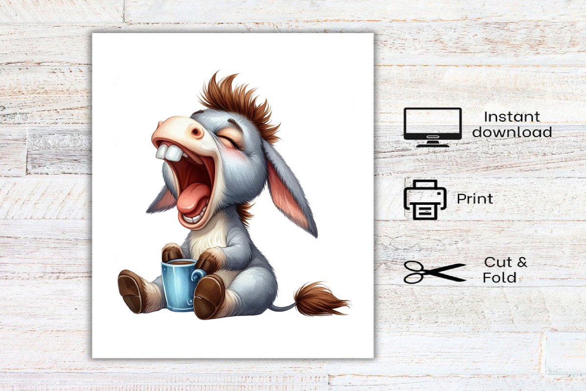 Watercolor Funny Donkey Clipart, an Illustration by Canvas Craft (Photo 7 of 7)