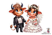 Cow Wedding Couple PNG Bundle, a Graphic by Clipart Bloom (Thumbnail 6 of 15)