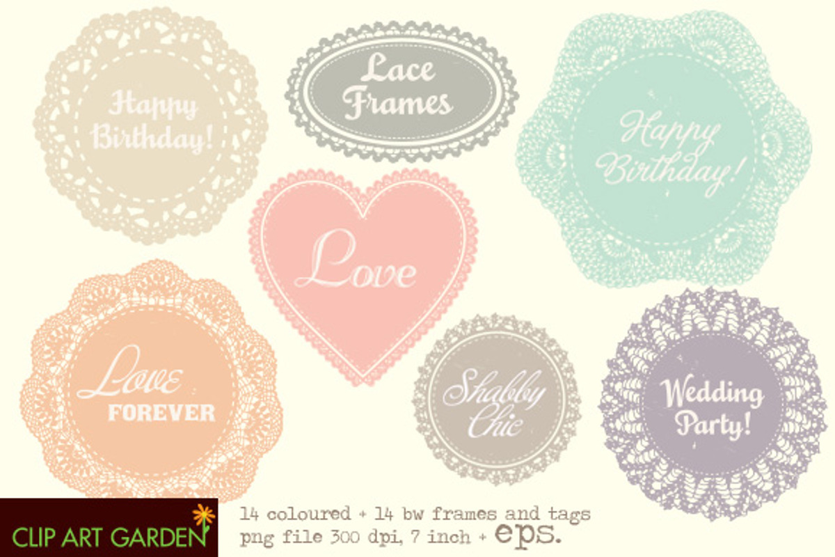 Lace frames and tags.