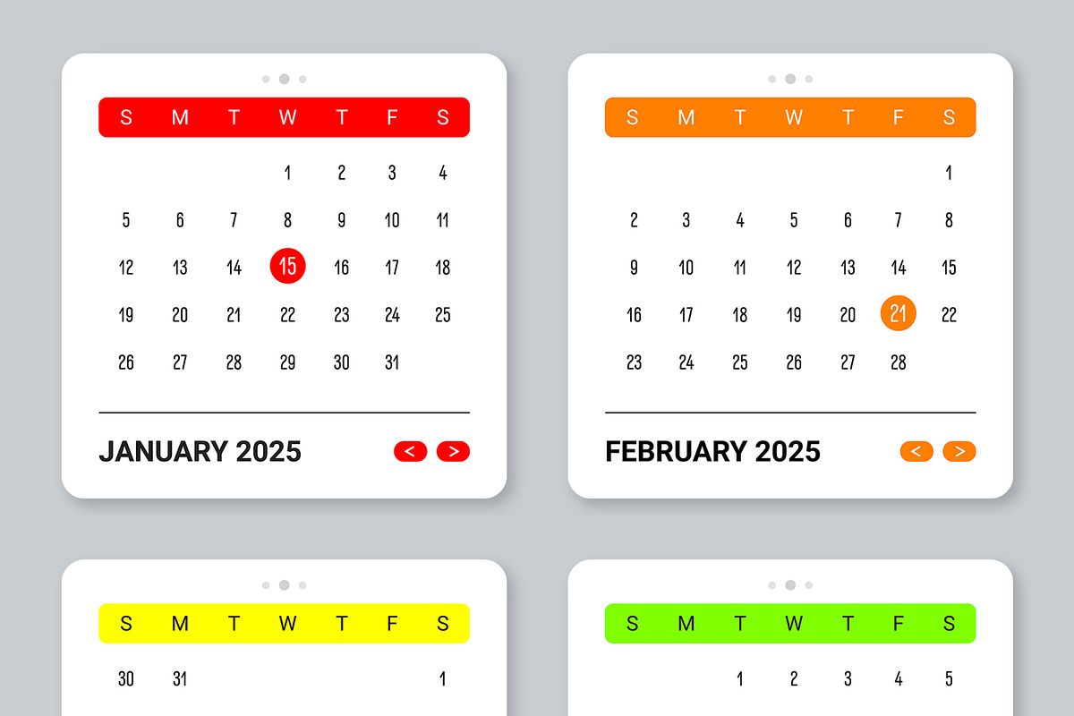 Web Calendar Template 2025, an UI Kit Template by ContestDesign (Photo 2 of 7)