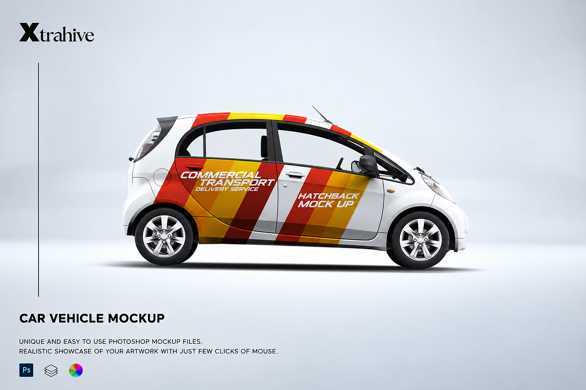 Compact Van Mockup, an Advertising Mockup by Xtrahive (Photo 1 of 2)