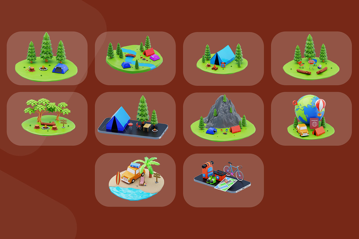 3D Isometric Camping Pack, a 3D by novia99design (Photo 5 of 6)