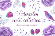 Watercolor violet collection, a Texture Illustration by katerina_korf (Thumbnail 1 of 4)