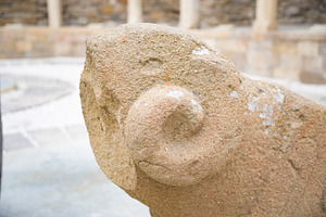Ancient ram stone statue tombstone close up in Old City of Baku, a Photo by Pictures for you!!!!!!!!!