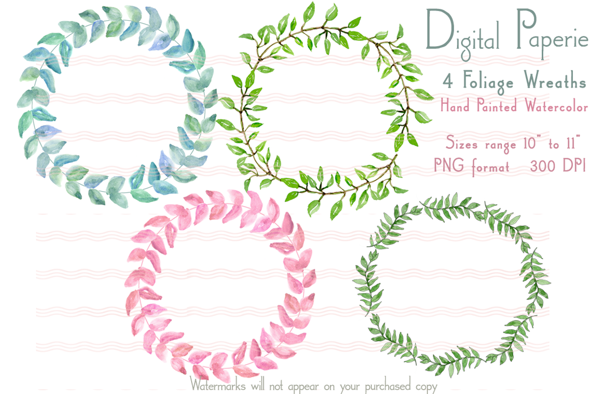 Printable Watercolor Foliage Wreaths, an Illustration by Digital Paperie (Photo 1 of 2)