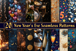 New Year's Eve Seamless Patterns, an Illustration by CreationArt