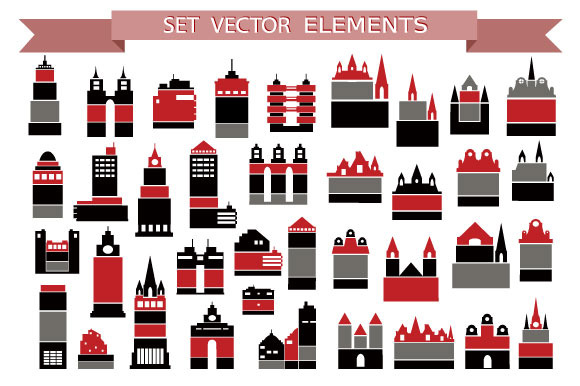 Set Various variants of houses preview 5