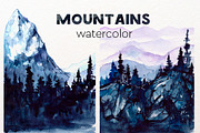Watercolor mountains, an Illustration by Aksol (Thumbnail 2 of 6)
