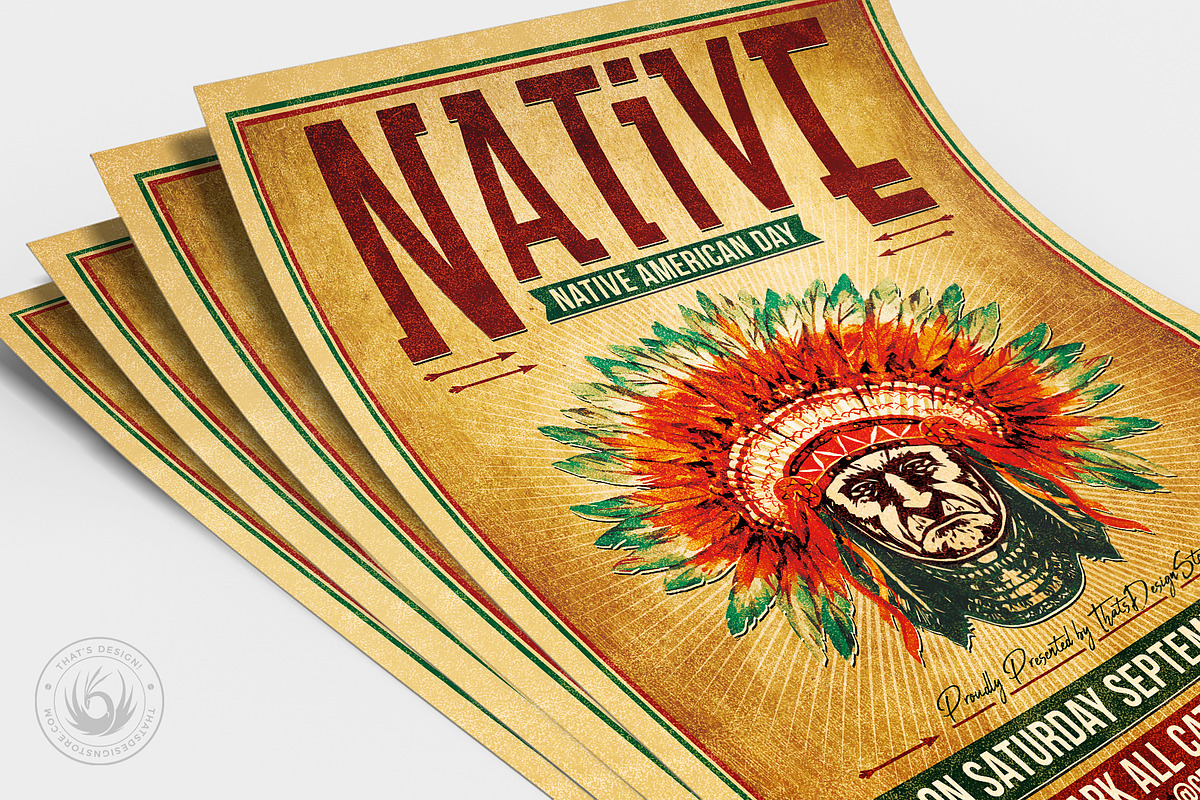 Native American Day Flyer Template 1, a Flyer Template by ThatsDesign Art