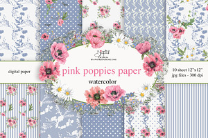 Pink poppies paper