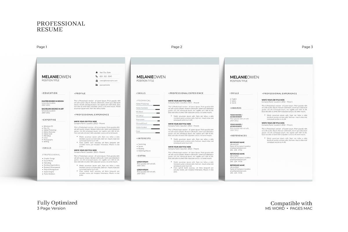 Customizable 5 Page Resume Template, a Resume Template by GraphicFlava (Photo 3 of 8)