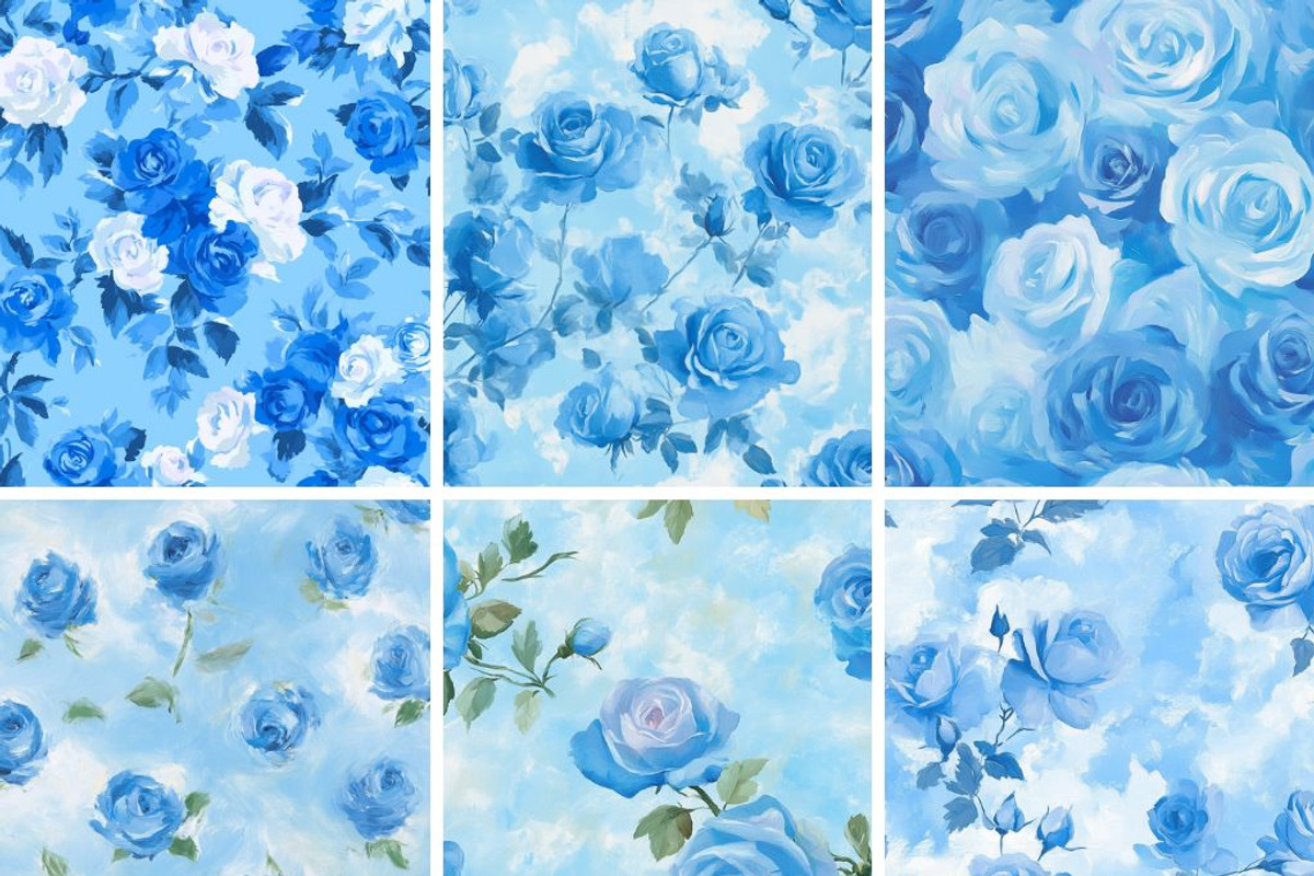 Sky Blue Serenity Roses Seamless, a Pattern Graphic by PrintablesByFranklyn (Photo 3 of 4)