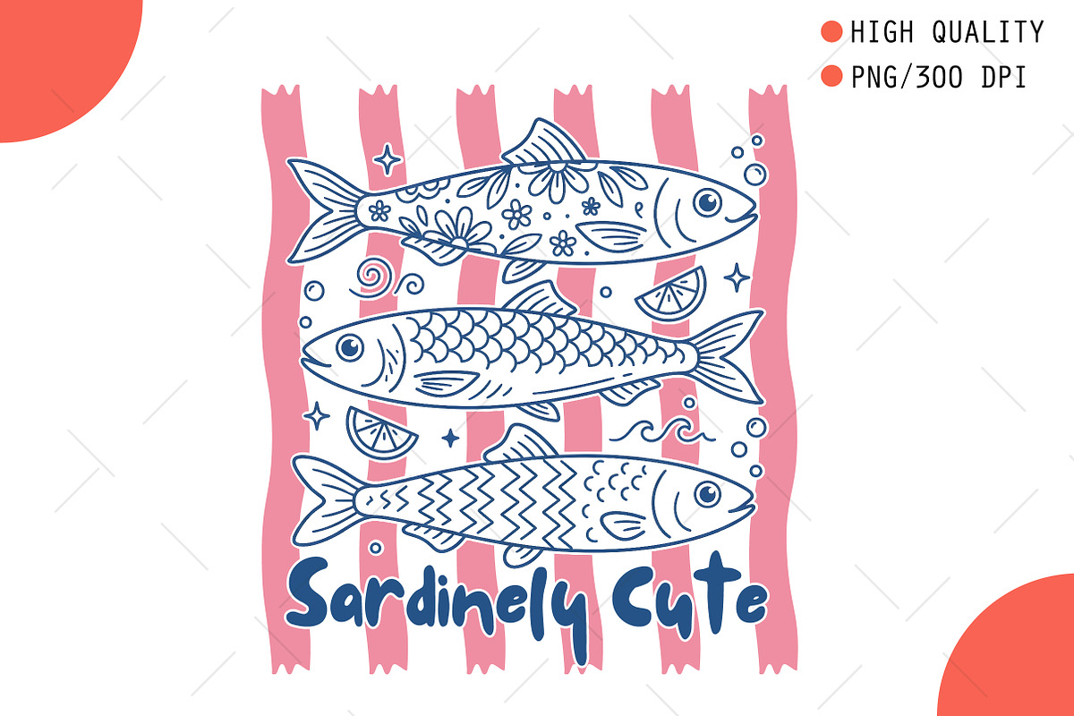 Sardinelly Cute Fish PNG, a Seasonal Illustration by OK Design (Photo 1 of 5)