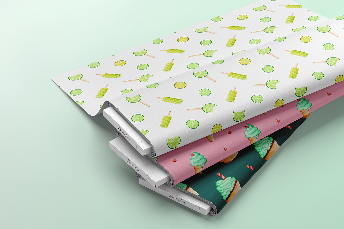 Lime cream summer seamless patterns, a Pattern Graphic by Dreamline Desings (Photo 5 of 9)