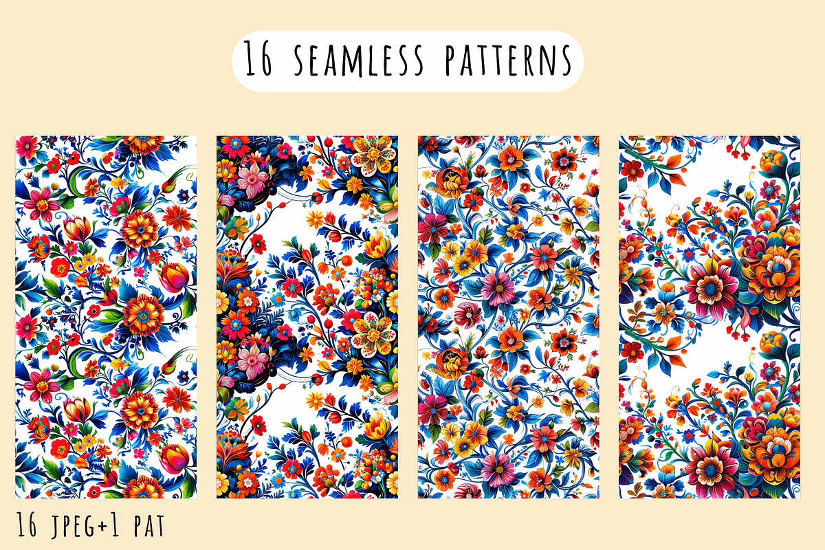 Vivid Folk - Floral Patterns, a Pattern Graphic by Art Sproot (Photo 4 of 11)