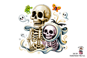 10 Cute Skeleton Hugging Ghost PNG, an Illustration by Clipart Bloom (Thumbnail 6 of 11)