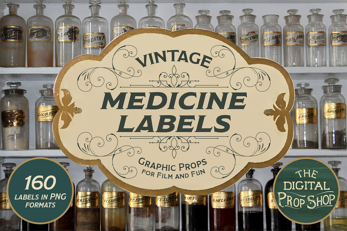 Vintage Medicine Labels Ephemera, an Object Graphic by The Digital Prop Shop (Photo 1 of 8)