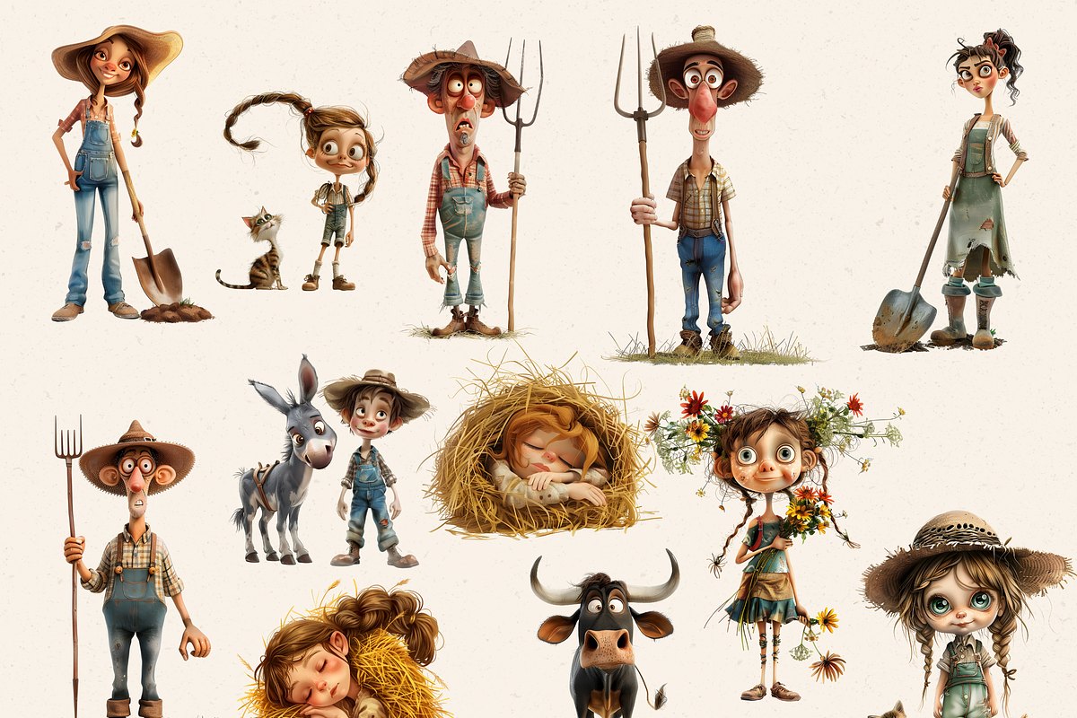 QUIRKY FARM ANIMALS CLIPART BUNDLE, an Animal Illustration by Daring Digies (Photo 6 of 10)