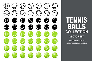 Tennis Balls Vector Set, an Object Graphic by Gomolach
