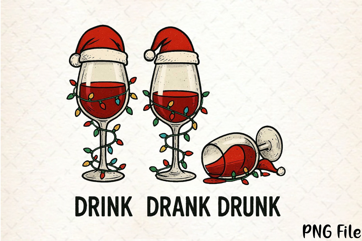 Funny Wine Christmas PNG, a Seasonal Illustration by YA Design (Photo 1 of 4)