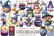 Pastel Witch Halloween Clipart, an Illustration by OK Design (Thumbnail 1 of 5)