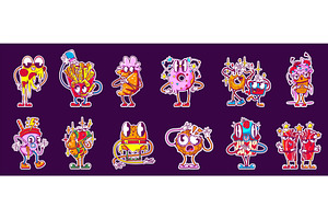 Fast Food Retro Stickers, Cute