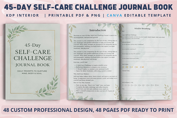 45 Day Self Care Challenge Journal preview 6
